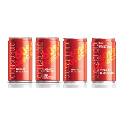 Product label for "60 seconds" ENERGY DRINK. Guaranteed to award the prize!