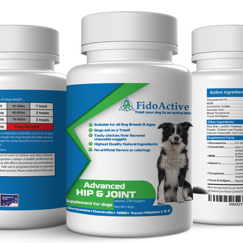 Create a top notch design for a new pet supplement for FidoActive