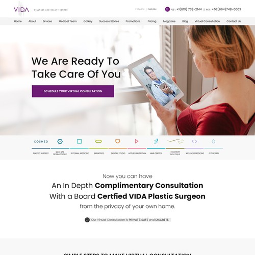 Web design of a VIRTUAL CONSULTATION of plastic surgery company.