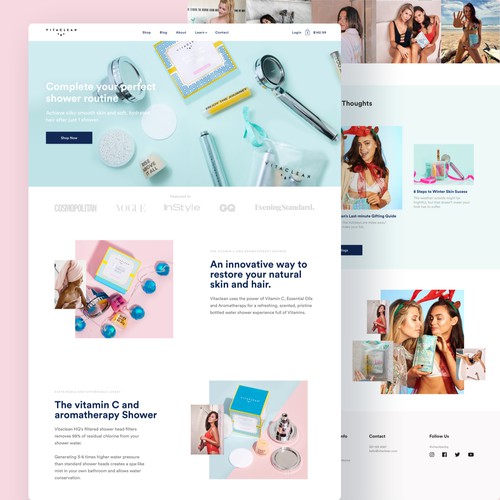 Landing Page design for beauty and cosmetics brand