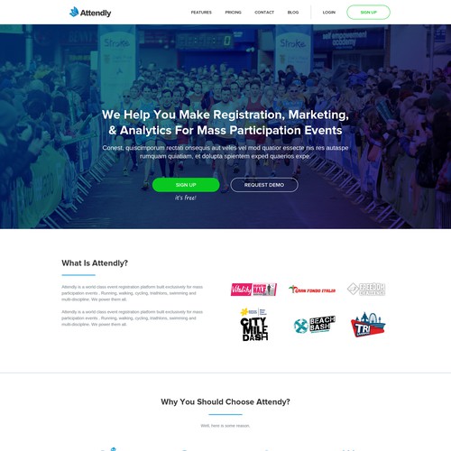 New Home Page Design for Sport Event StartUp