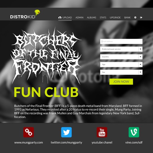 Fun Club Landing page