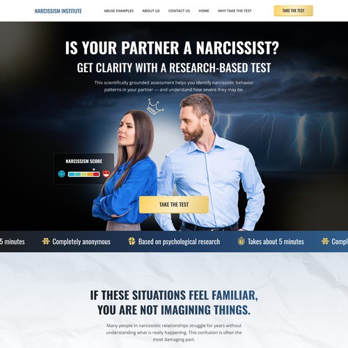 Narcissism institute website and sales page redesign