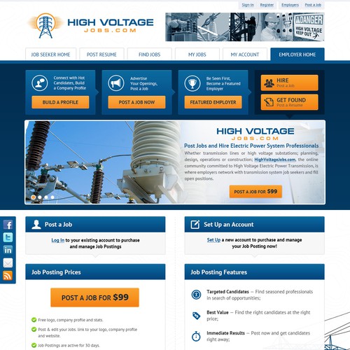 Help HighVoltageJobs.com with a new website design