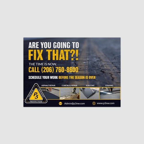 Design an powerful promotional postcard for Pacific Pavement Protection