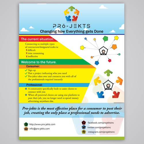 Colorful flyer for online building project company