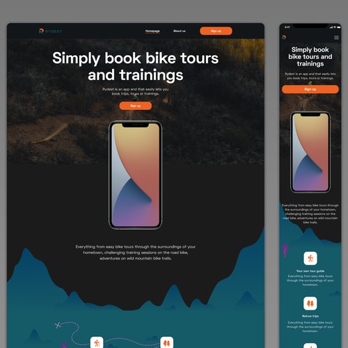 Landing page concept / Bike app