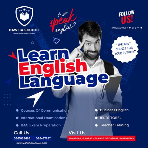 Post advertising for learn english languages school 