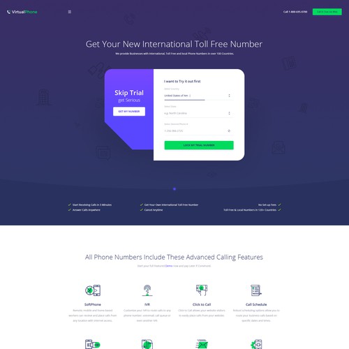 Landing Page for Online Phone platform