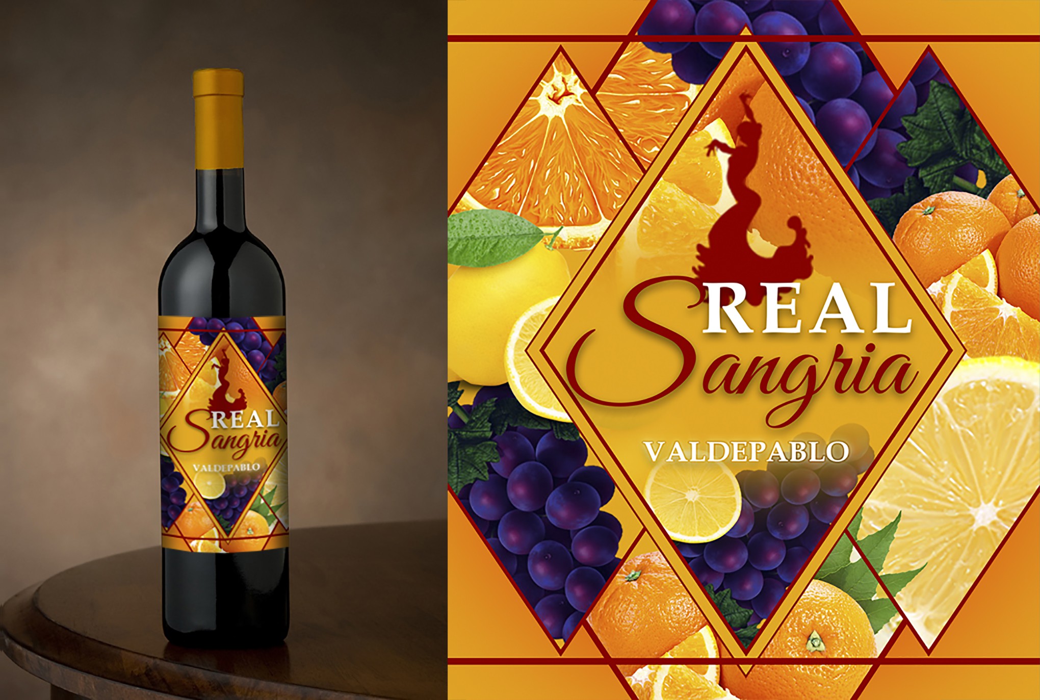 Create a more playful, fruity style SANGRIA label