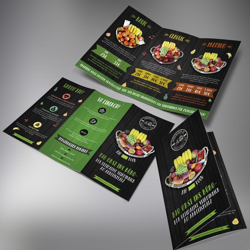 Tri-fold brochure design for a Bio Obst Lieferservice an Büros