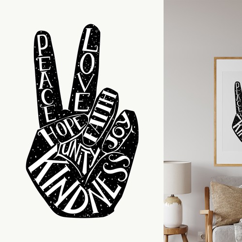Peace Sign Hand Lettering Poster