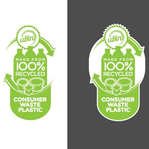 Product Feature Label to stick on 'worlds first 100% Post-consumerrecycled recycle bin'