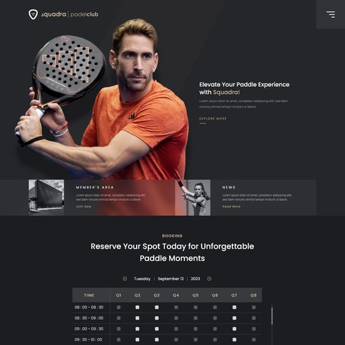 Padel Sports Club Website Design