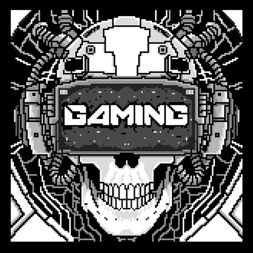 Pixel Art Cyberpunk skull