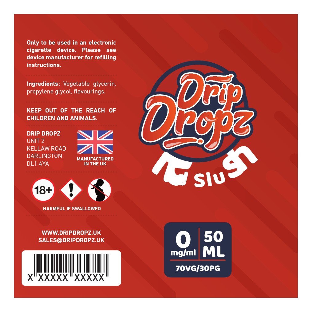 E liquid label design for slushy flavours