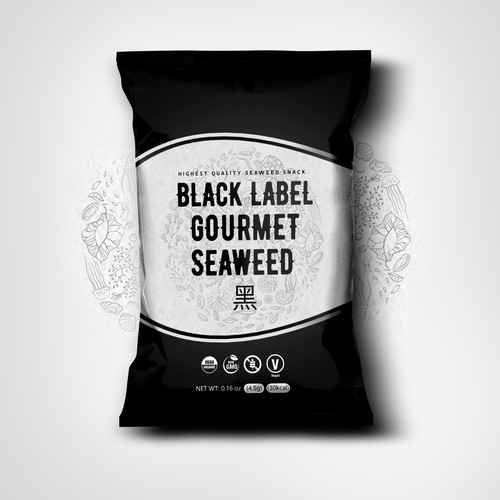 Impactful Seaweed Snack Package Designs for Black Label Gourmet