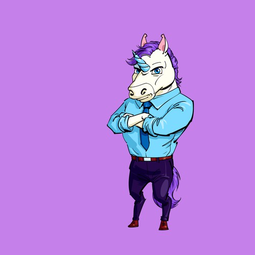 confident unicorn mascot