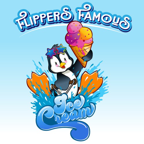 Cute penguin logo for ice cream truck