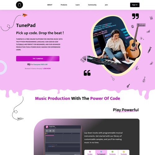 TunePad Website Redesign