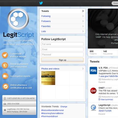 Twitter background and page for a healthcare / cybercrime company!