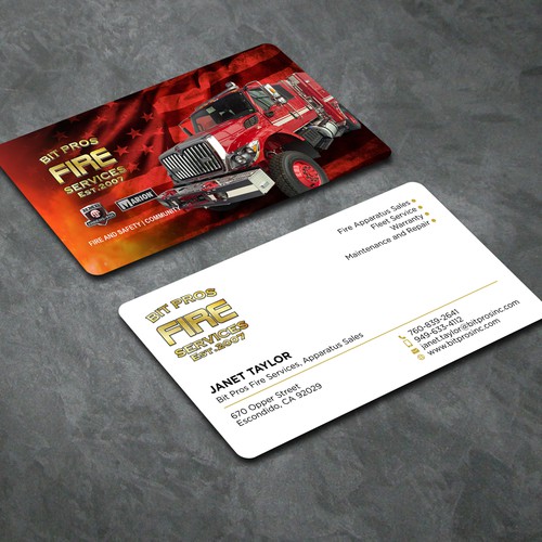Fire apparatus sales and service business card