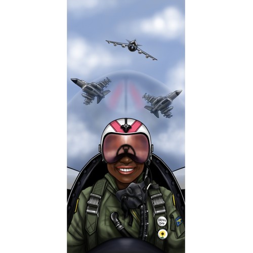 Fighter Pilot Bookmark Illustration