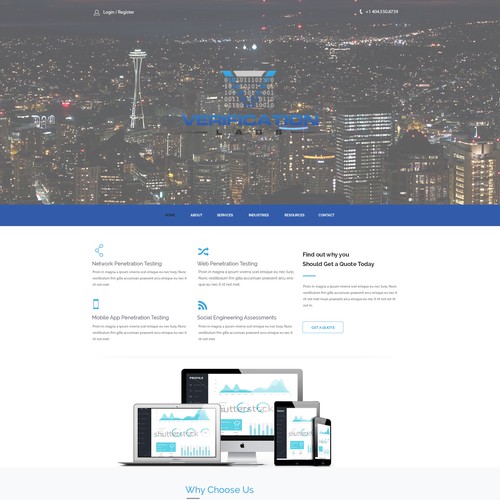 Homepage design for a services providing company