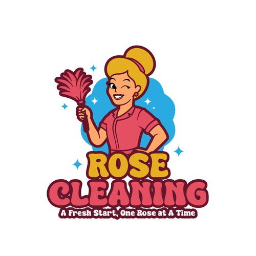 Rose Cleaning Retro Mascot