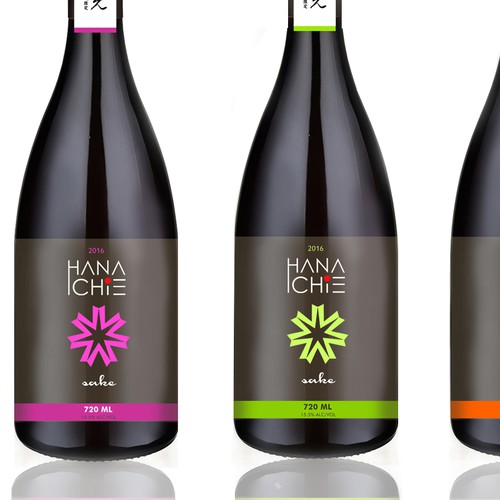 label design for Hana Ichie sake