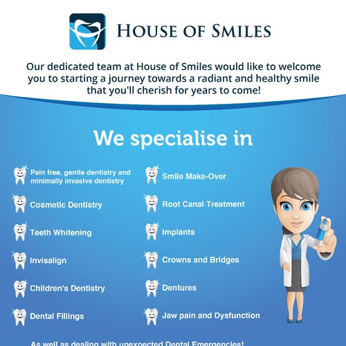 Create flyer for a high end dental practice