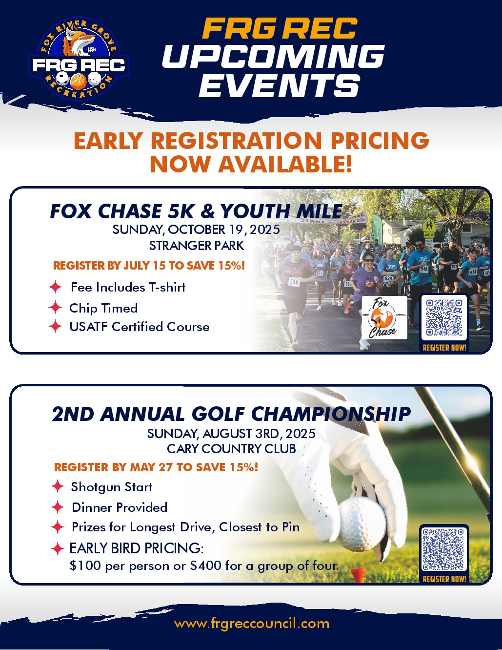 FRG Rec Fall Events Early Registration Flyer
