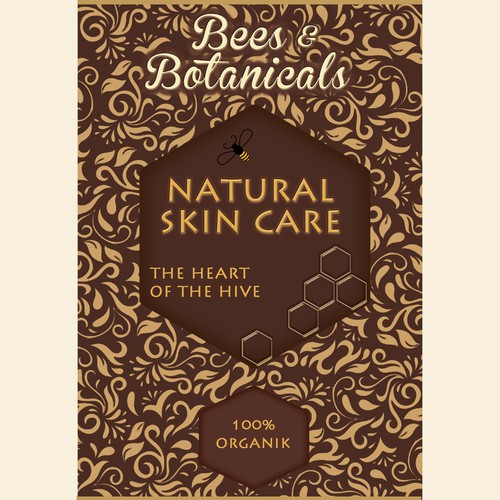 create a fresh label for all natural botanical skincare that uses honey and honey bee products