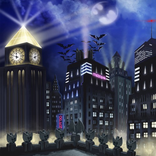 Create an Illustration of Gotham City at Night