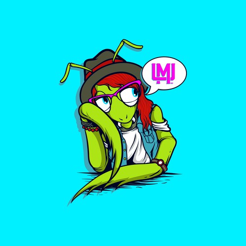 hipster ptaying mantis