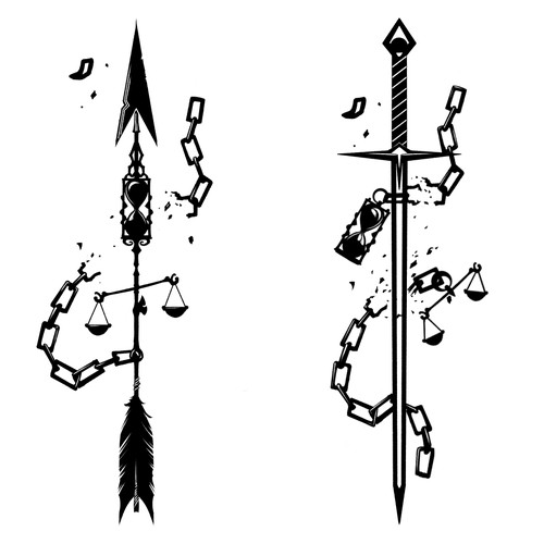 Sword and arrow tattoo design
