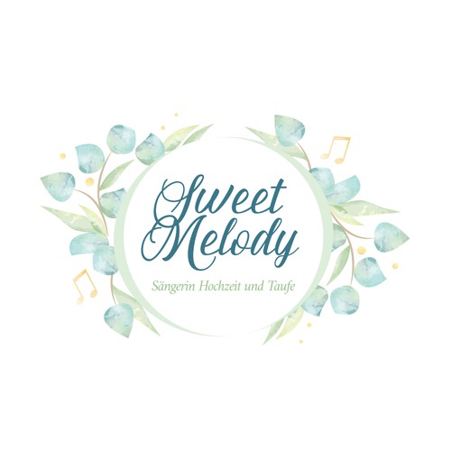 Watercolour Nature Logo with Musical Notes