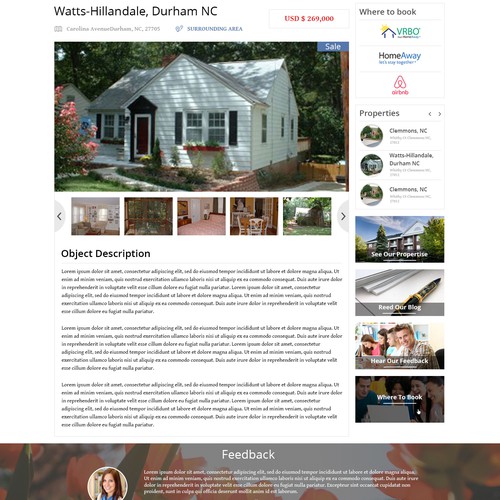 Create website design for boutique vacation rental company!