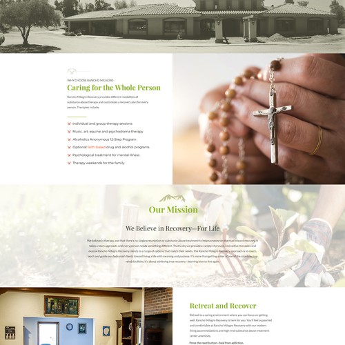 Homepage redesign of a rehab center