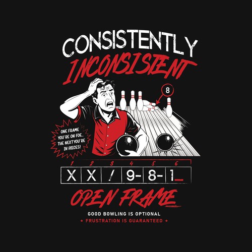 Consistently Inconsistent – Retro Bowling T-Shirt Design  Tags: