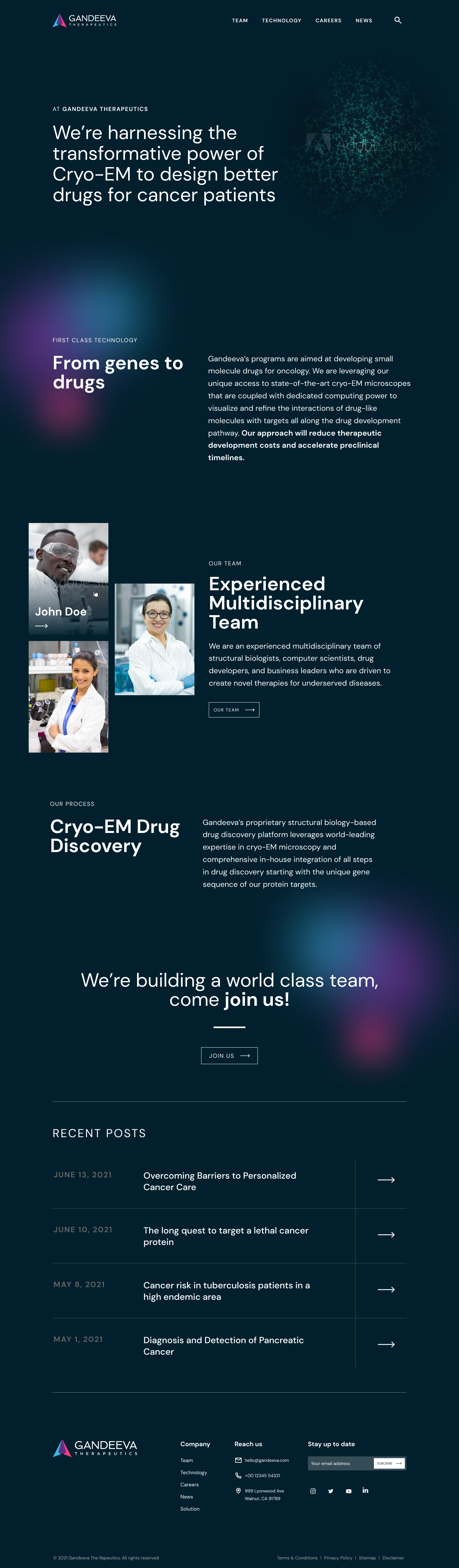 Home Page Design for Biotech/Pharmaceutical Company