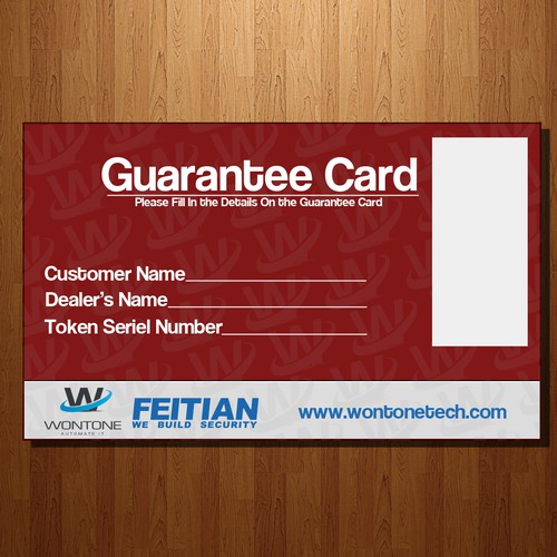 Key chain and guarantee card design