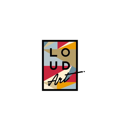 Create a logo for loud art, art with speakers attached