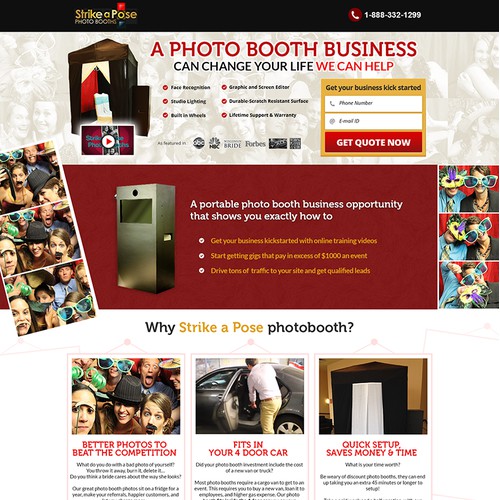 Landing Page redesign for Strike a Pose Photo Booths!