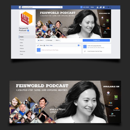 Facebook cover design for a podcast company