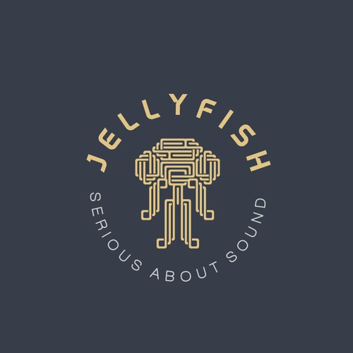 Intertwined lines Jellyfish logo concept for Sound Company