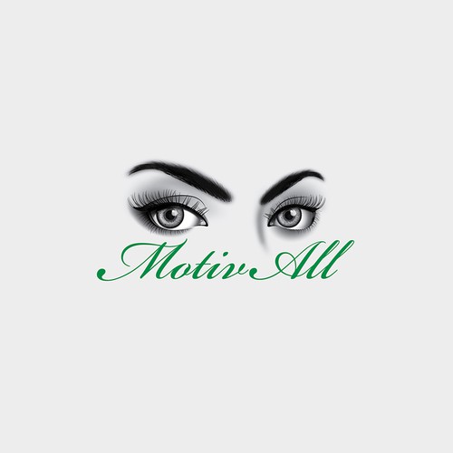MotivAll logo, determined feminine eyes, for college "study drug" herbal product
