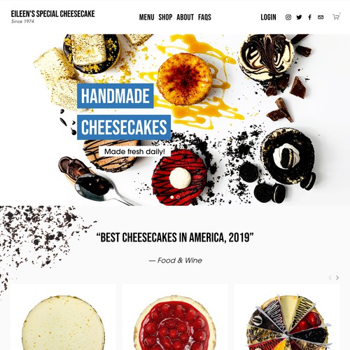 eCommerce Squarespace Website for Eileen's Cheesecake