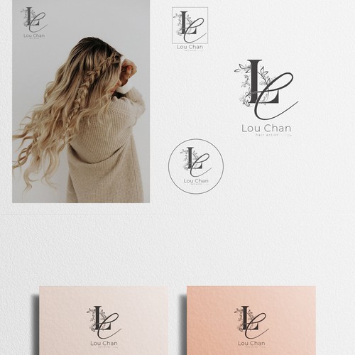 Elegant logo for Hair artist. Floral logo for hairstylist