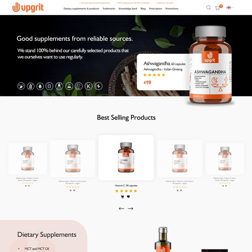Landing page design for Medical Supplement Company 
